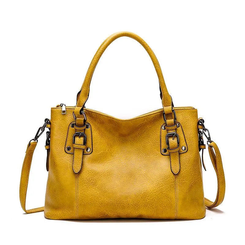 Elegante bolso de hombro de piel - Azul claro