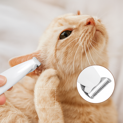 Trimmer impermeabile per cani e gatti con luce LED e ampia lama in acciaio inox