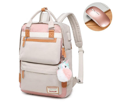 Elegante zaino impermeabile da donna con scomparto per laptop da 15,6 pollici