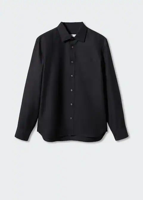 True - Camisa de mezcla de lino con corte entallado