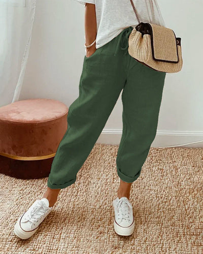 Pantalon décontracté en lin anti-transpirant