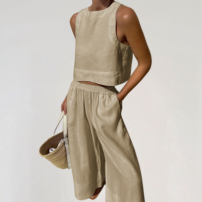 Ensemble de vêtements d'intérieur en lin pour femme pour l'été