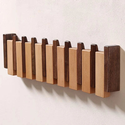 Porte-manteau mural en bois - Porte-manteau pour piano fait main avec crochets pliants