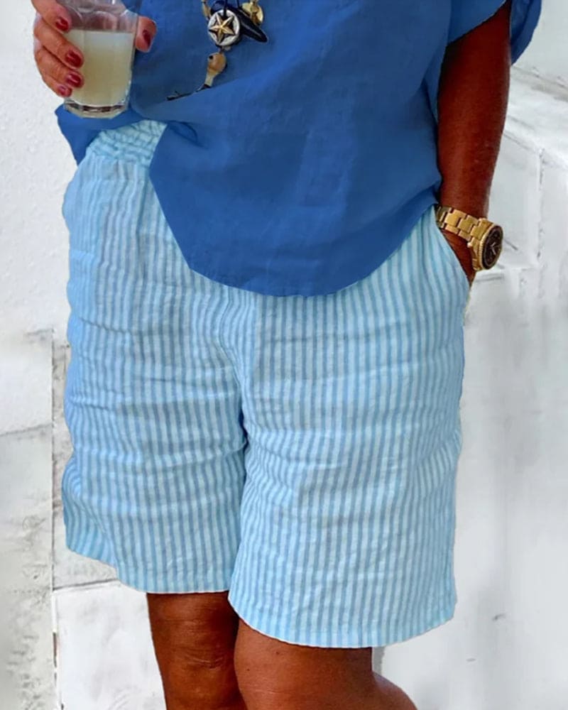 Pantalones cortos de verano a rayas para mujer - Léonie