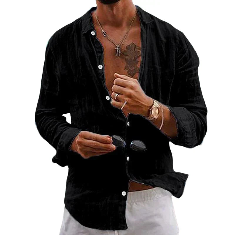 Camisa de lino cómoda para hombre