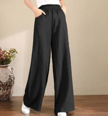 Pantalon en coton élégant et large pour femme