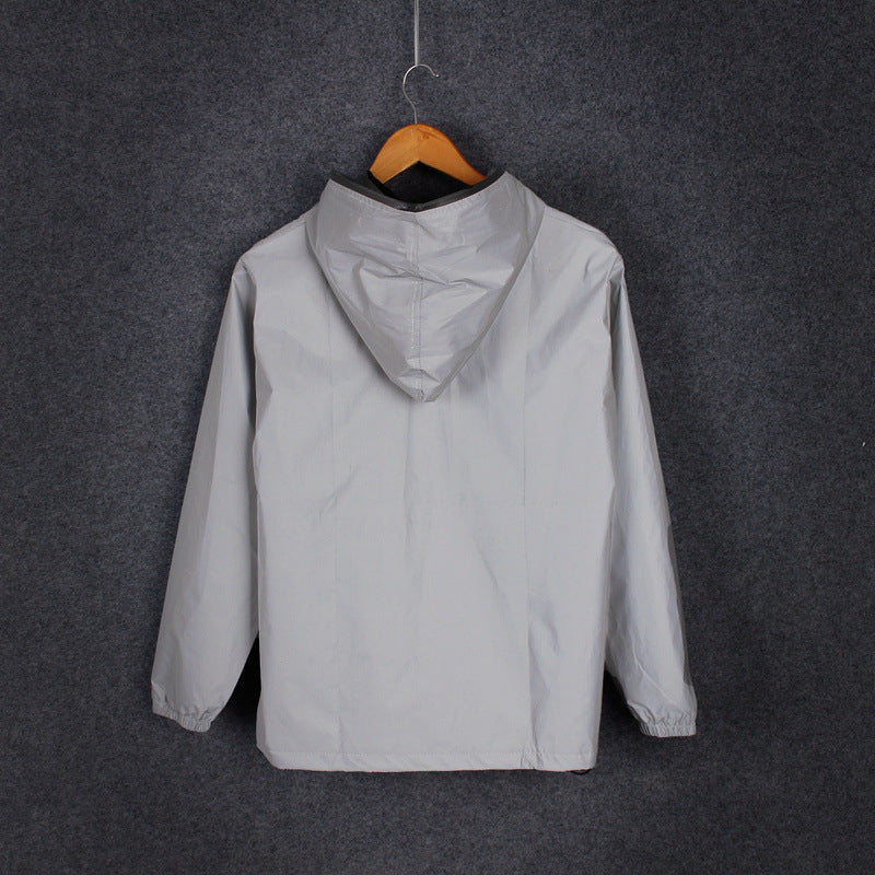 Chaqueta cortavientos impermeable reflectante con capucha para hombre