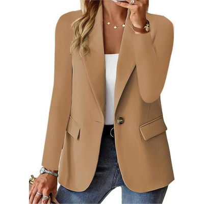 Blazer casual da donna a maniche lunghe con fibbia e tasca sottile