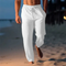 Pantalon en lin pour homme - Coupe droite - Taille mi-haute - Essentiel d'été