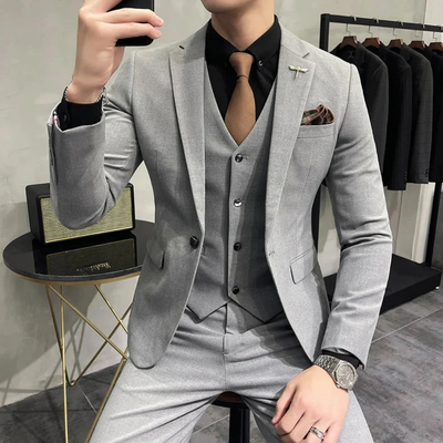 Costume de mariage trois pièces coupe slim pour homme 