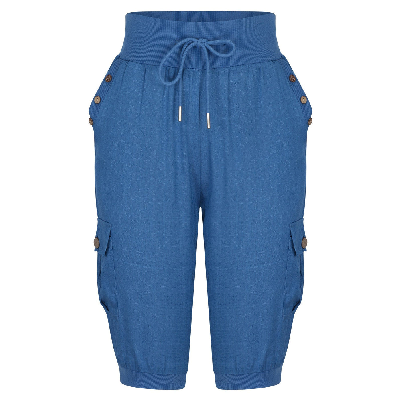 Juliet - Pantalon court en coton et lin avec poches cargo