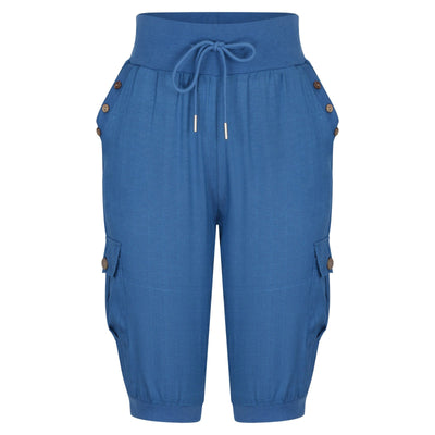 Juliet - Pantalon court en coton et lin avec poches cargo