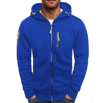 Chaqueta de hombre con capucha y varios bolsillos. 