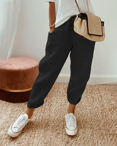 Pantalon décontracté en lin anti-transpirant