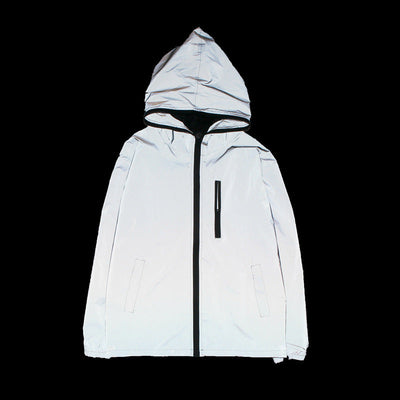 Chaqueta cortavientos impermeable reflectante con capucha para hombre