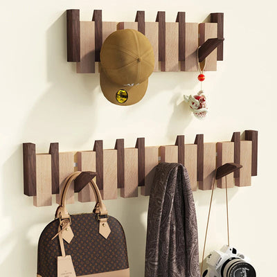 Porte-manteau mural en bois - Porte-manteau pour piano fait main avec crochets pliants