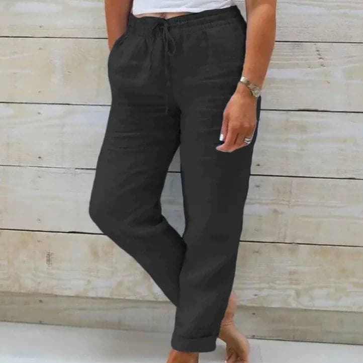 Pantalones de algodón cómodos de verano con cintura elástica. 