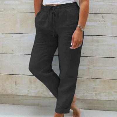 Pantalones de algodón cómodos de verano con cintura elástica. 