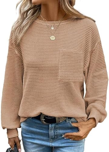 Suéter informal y cómodo de cachemira sintética para mujer en color caqui, ideal para otoño/invierno.