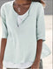 Elegante blusa de lino blanco con cuello redondo para mujer - Tamera