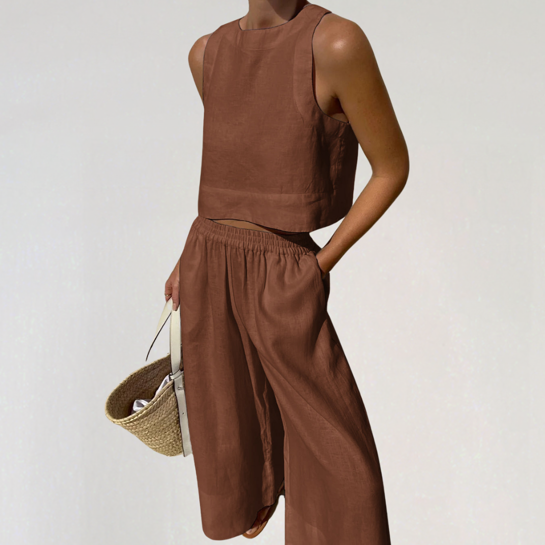 Ensemble de vêtements d'intérieur en lin pour femme pour l'été