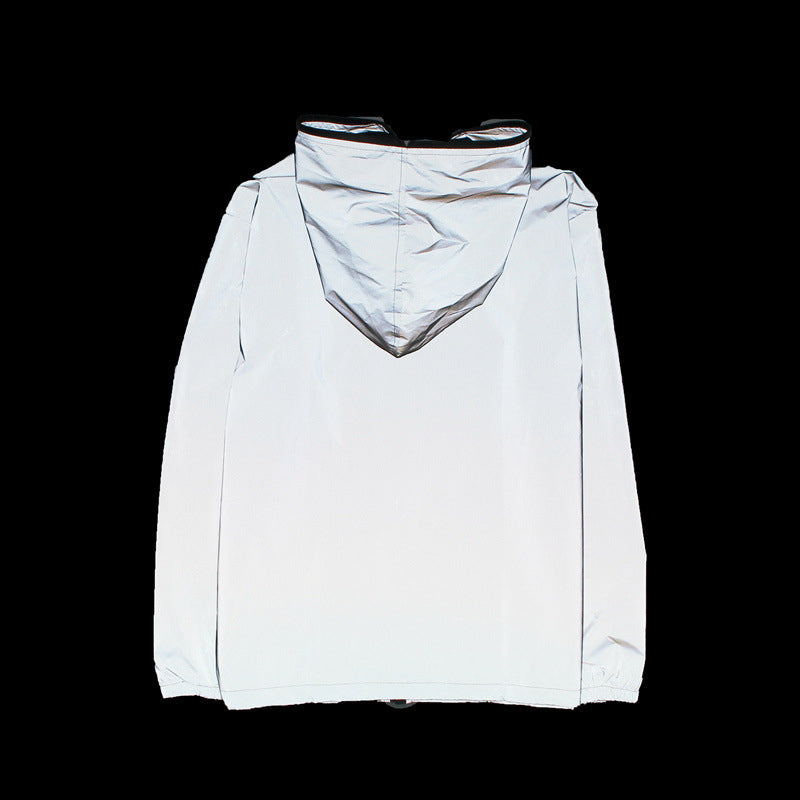 Chaqueta cortavientos impermeable reflectante con capucha para hombre