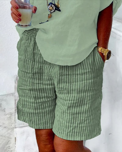 Pantalones cortos de verano a rayas para mujer - Léonie