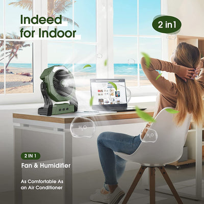 Ventilador nebulizador portátil de 8 pulgadas con batería recargable de 10 000 mAh