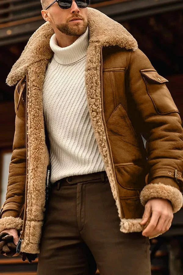 Chaqueta de piel de camello para hombre 