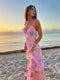Vestido largo para mujer - Tirantes finos - Diseño fluido - Capas arrugadas