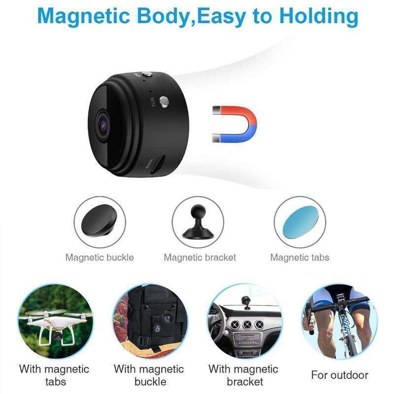 MiniVision | 1080p Magnetic WiFi Mini Camera - Telecamera di sicurezza HD portatile con visione notturna