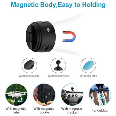 MiniVision | 1080p Magnetic WiFi Mini Camera - Telecamera di sicurezza HD portatile con visione notturna