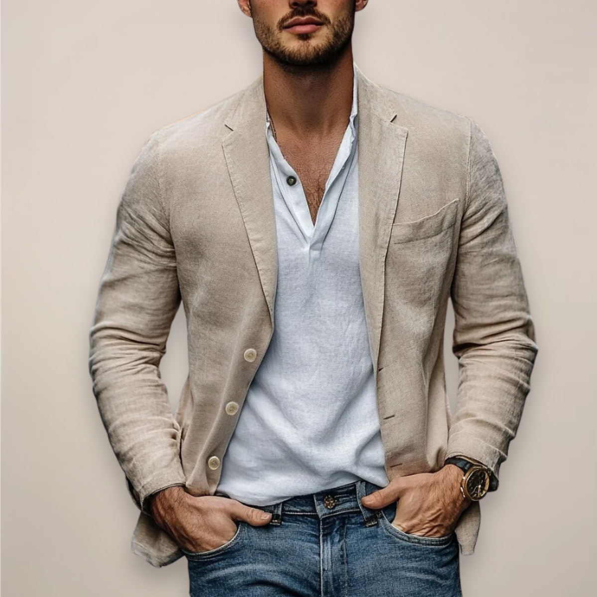 Blazer de lino para hombre: ligero, cómodo y elegante para el verano.
