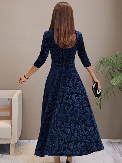 Vestido de terciopelo con escote en V para mujer: ideal para primavera/verano