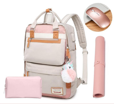 Elegante zaino impermeabile da donna con scomparto per laptop da 15,6 pollici