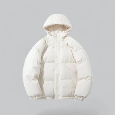 Chaqueta corta unisex con capucha y cierre de cremallera.