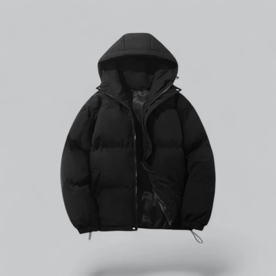 Chaqueta corta unisex con capucha y cierre de cremallera.