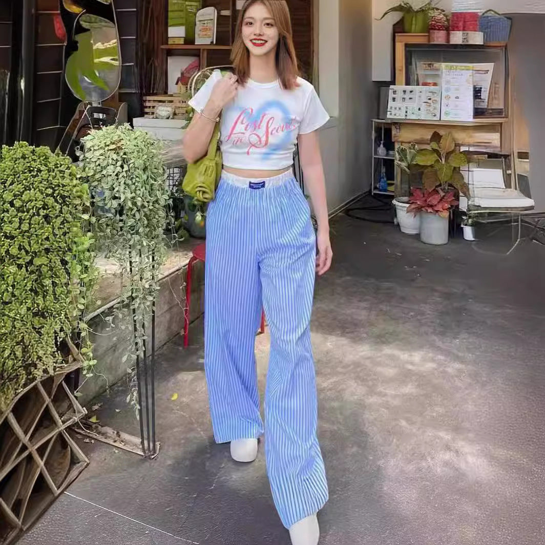 Gabrielle - Pantalon large à rayures verticales