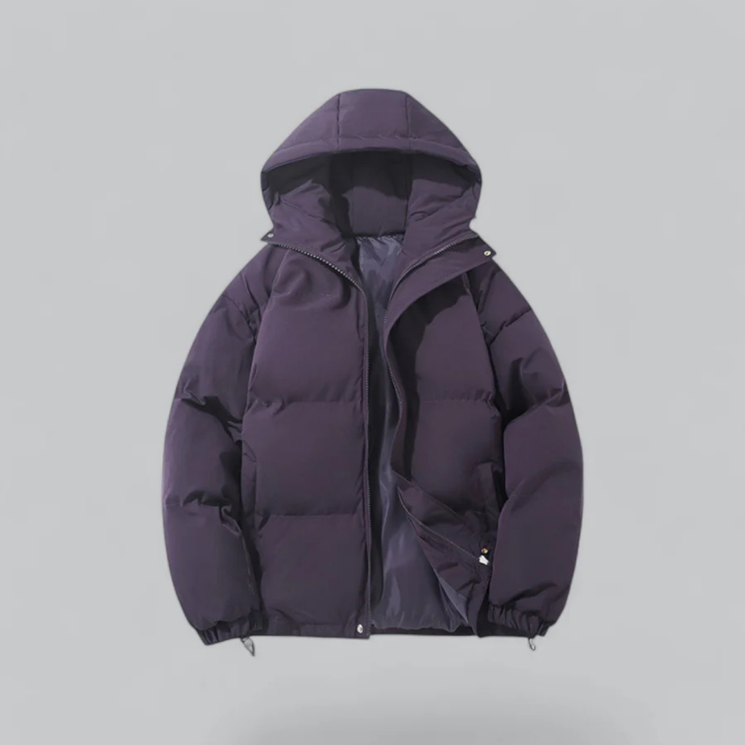 Chaqueta corta unisex con capucha y cierre de cremallera.