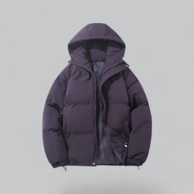 Chaqueta corta unisex con capucha y cierre de cremallera.
