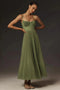 Ditte | Vestido midi ajustado y acampanado de tul plisado con bustier
