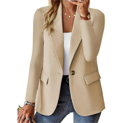 Blazer casual da donna a maniche lunghe con fibbia e tasca sottile