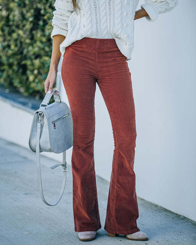 Harriet - Pantaloni donna monocolore slim fit micro svasati a vita alta