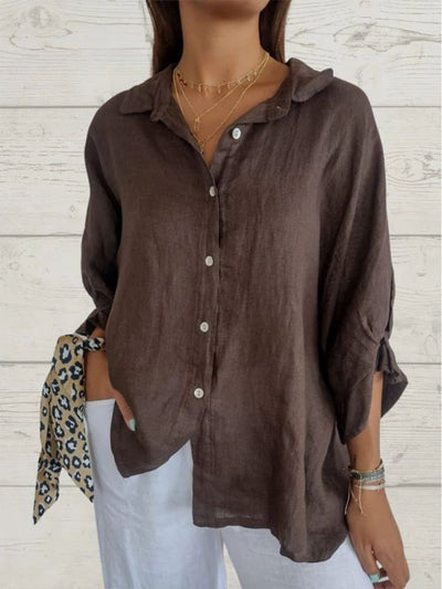 Camicia da donna - Tessuto leggero - Vestibilità rilassata - Chiusura con bottoni e colletto classico