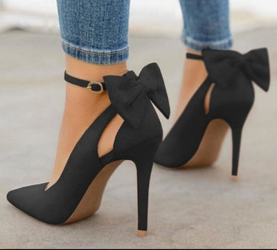 Tacones altos de moda para mujer, con tiras de lazo y puntas puntiagudas.