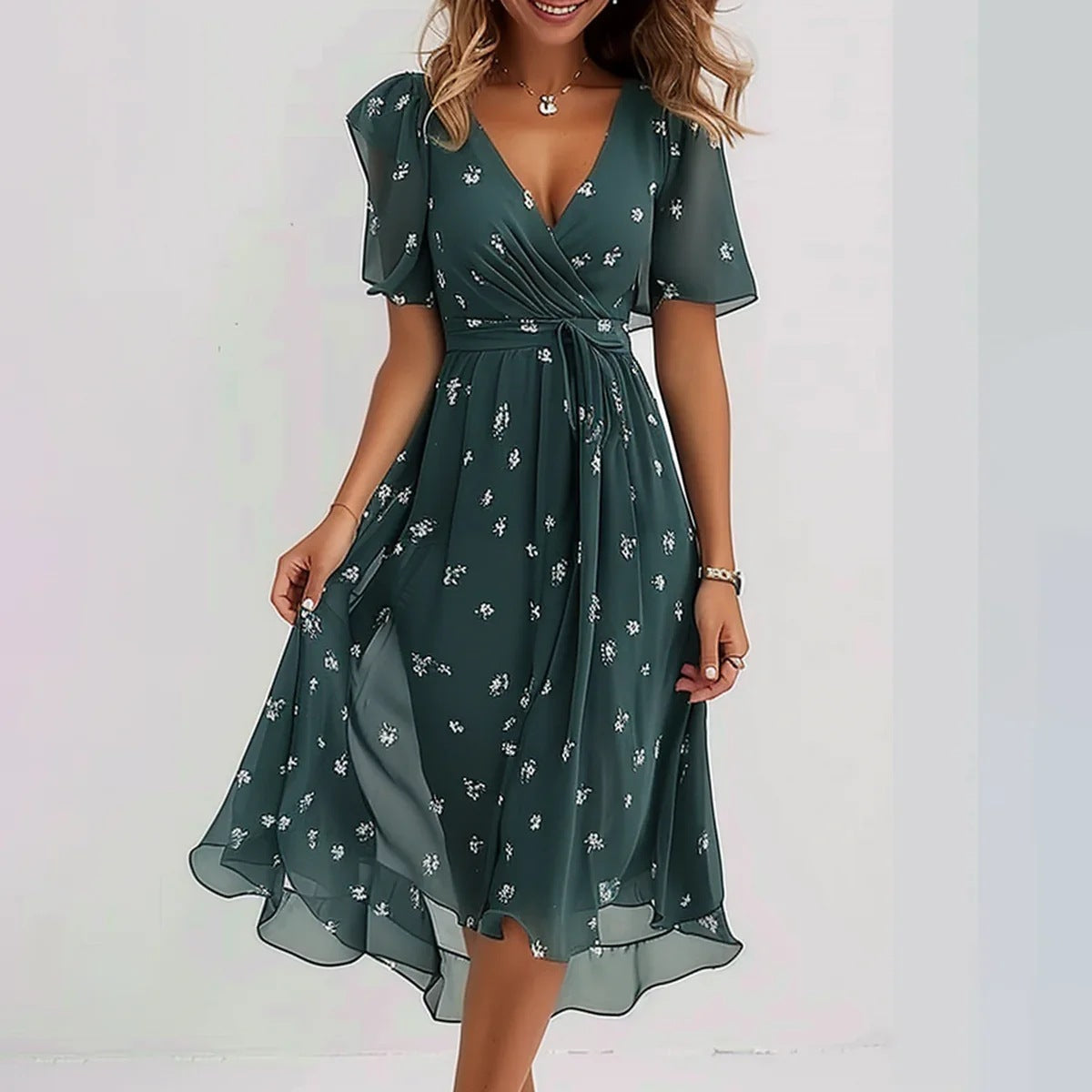 Lin | Robe midi fleurie tendance
