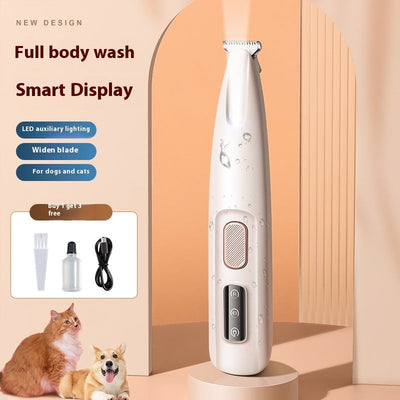 Trimmer impermeabile per cani e gatti con luce LED e ampia lama in acciaio inox