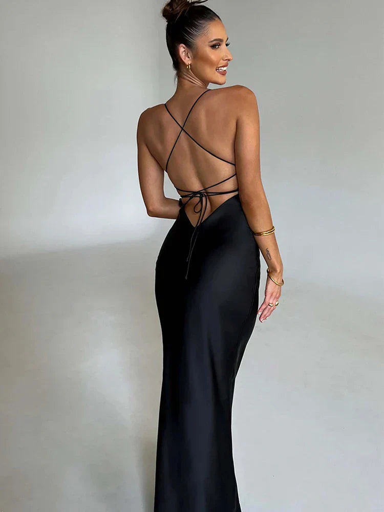 Abito elegante in raso con spalline | Raso | Sensuale e glamour