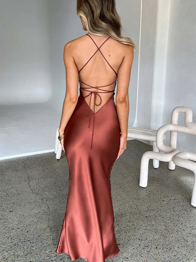 Abito elegante in raso con spalline | Raso | Sensuale e glamour