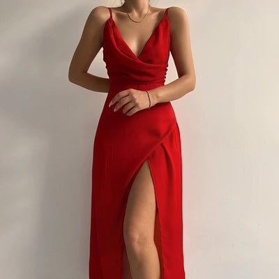 Vestido largo de satén con tirantes finos | Sensual y elegante | Estilo femenino 